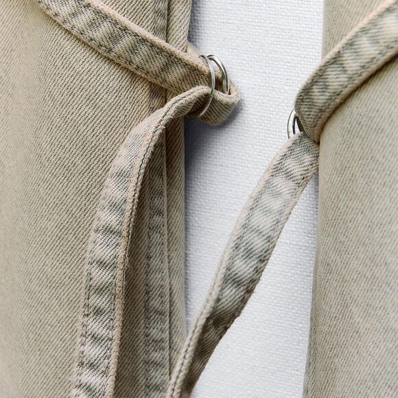 NWT Zara TRF Mid Rise Cargo Baggy Loose Fit Light Tan Wide Leg Y2K Denim - Picture 3 of 5